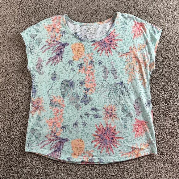 Coral Bay Top Womens Large Petite Blue Seahorse Sea Creatures Lightweight - Picture 1 of 8